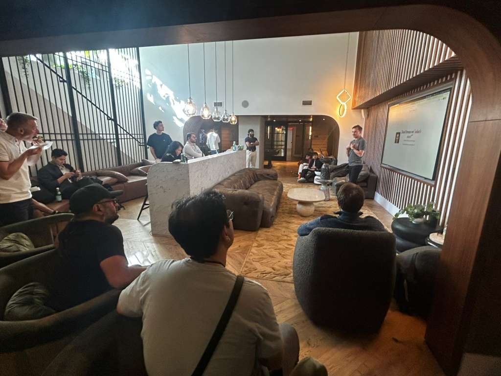 Founders in the lounge listening to a talk